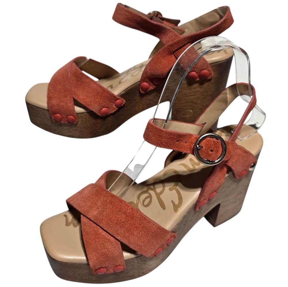 SAM EDELMAN JOSEFINE ORANGE CORAL SANDALS SZ 6